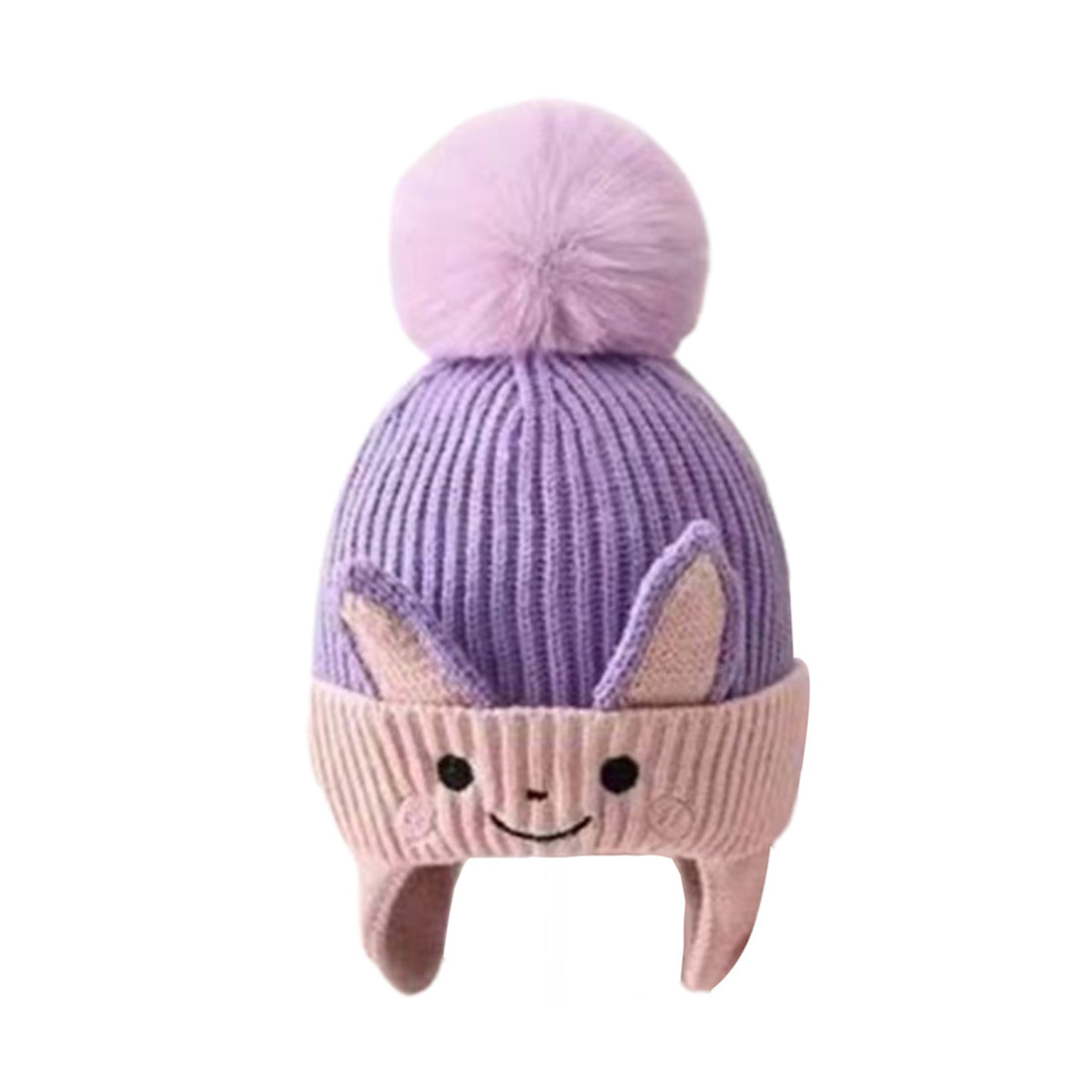 Lilac Bunny With Carrot Kids Winter Cap & Neck Muffler Set