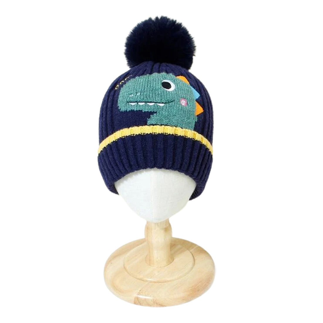 Navy Blue Dino Kids Winter Cap & Neck Muffler Set