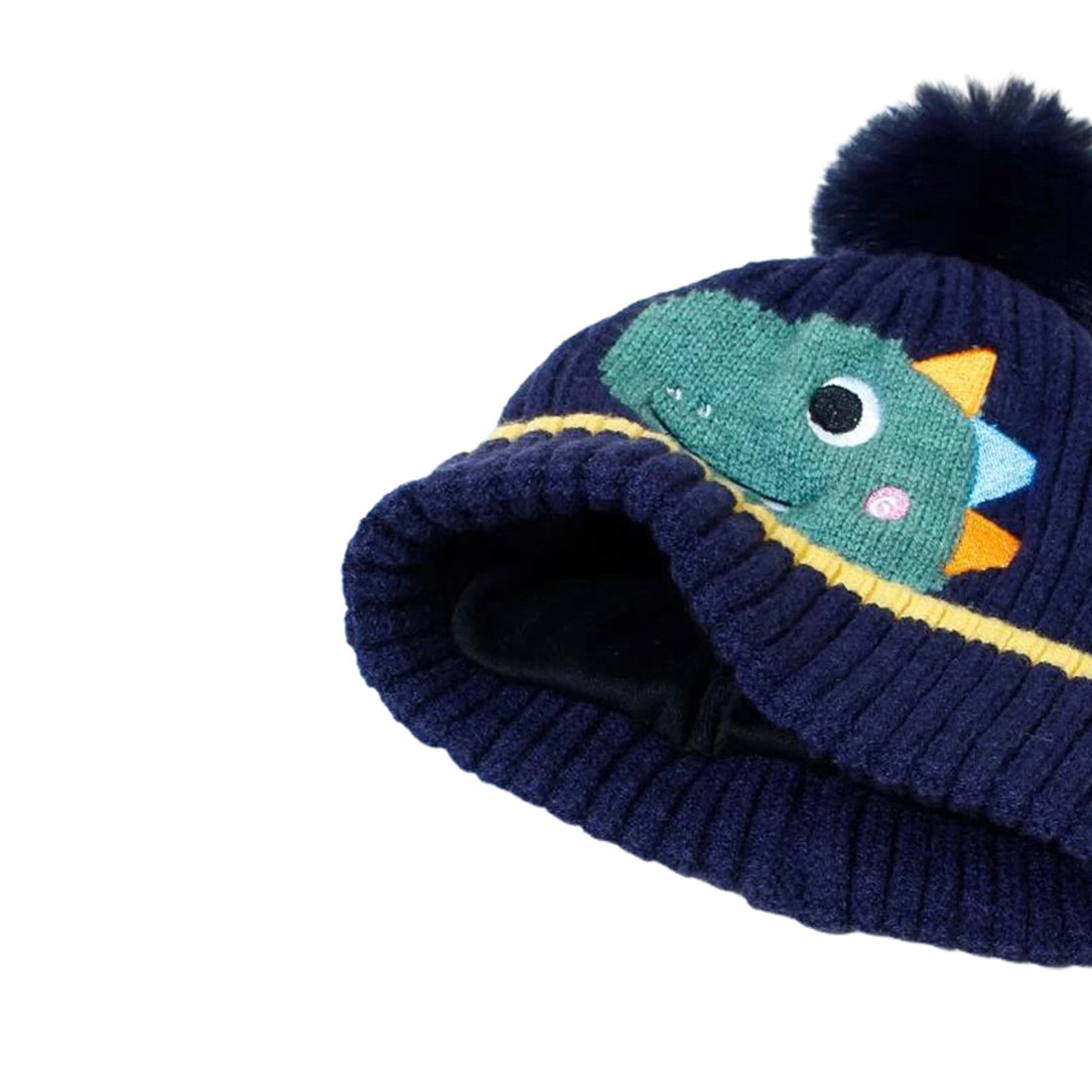 Navy Blue Dino Kids Winter Cap & Neck Muffler Set