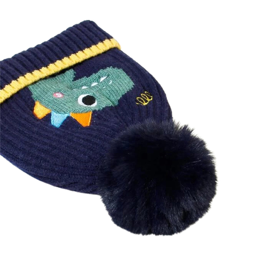 Navy Blue Dino Kids Winter Cap & Neck Muffler Set