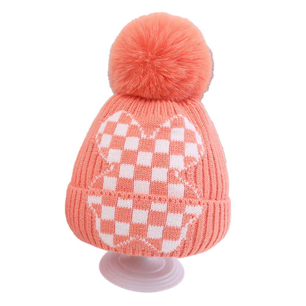 Little Surprise Box Peach Checkered Winter Cap Beanie & matching Neck Muffler 2pcs Set