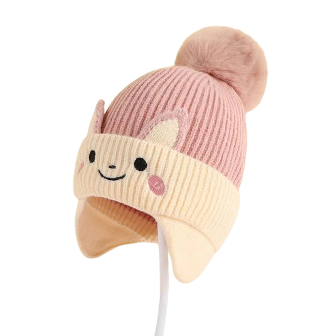 Pink Bunny With Carrot  Kids Winter Cap & Neck Muffler Set