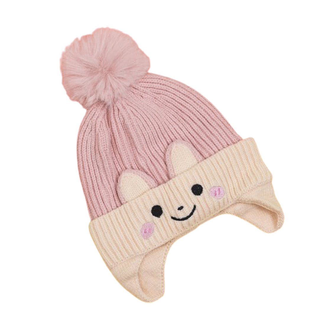 Pink Bunny With Carrot  Kids Winter Cap & Neck Muffler Set