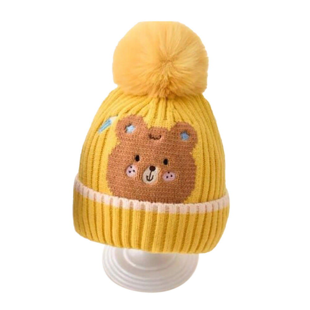 Little Surprise Box Yellow Ted Winter Cap Beanie & Matching Neck Muffler 2pcs Set, 3yrs- 8yrs