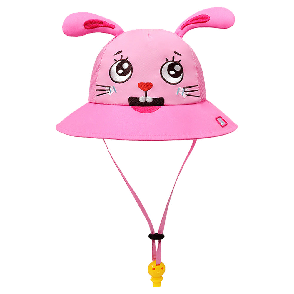 Little Surprise Box Pink long ear Rabbit print breathable Net wide brim Sun Hat for Kids& Toddlers with Adjustable Strap