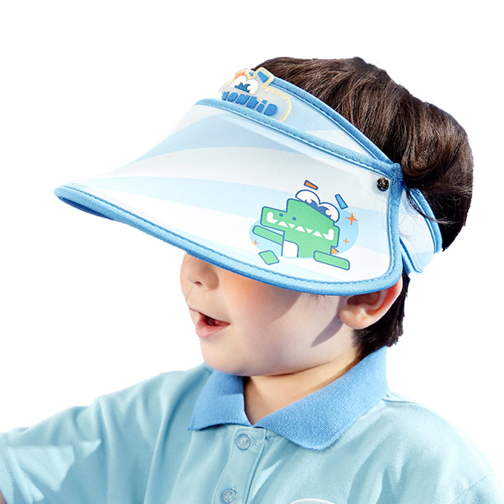 Little Surprise Box,Blue Dino theme soft Fabric Visor Hat for Kids& Toddlers