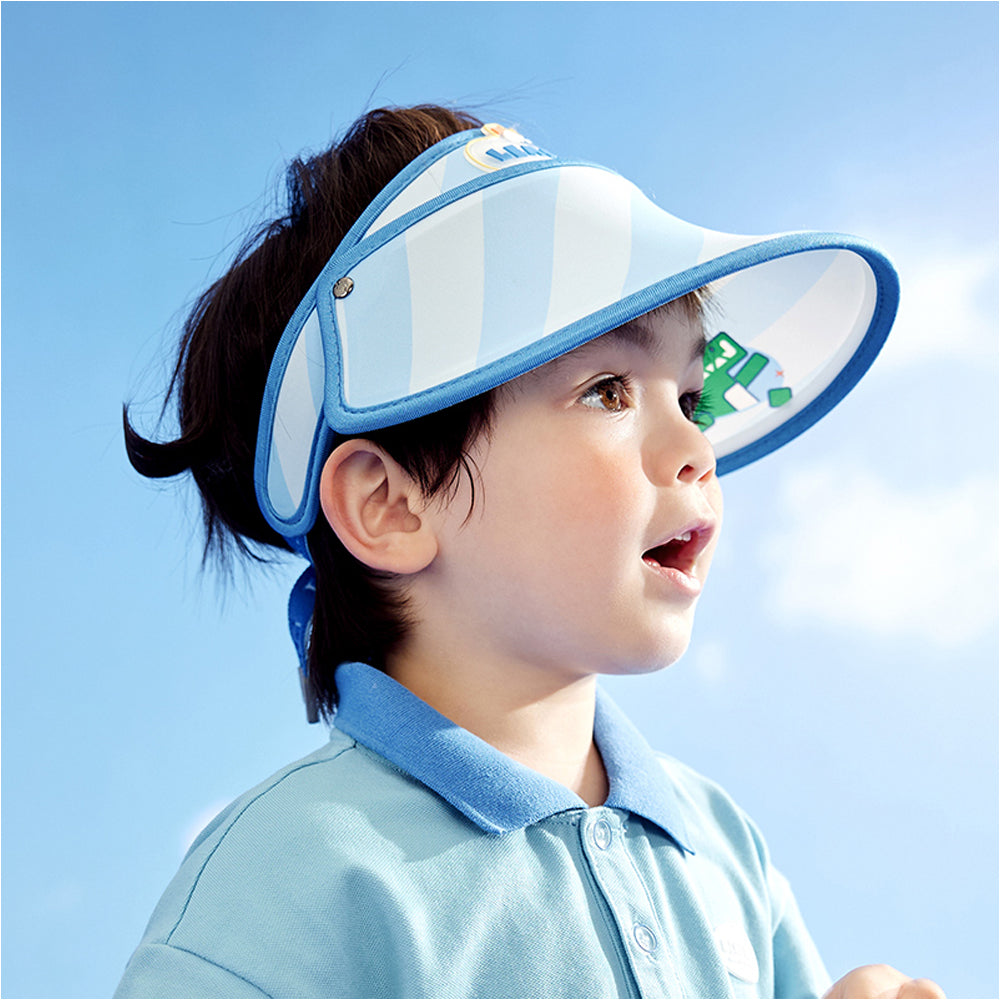 Little Surprise Box,Blue Dino theme soft Fabric Visor Hat for Kids& Toddlers