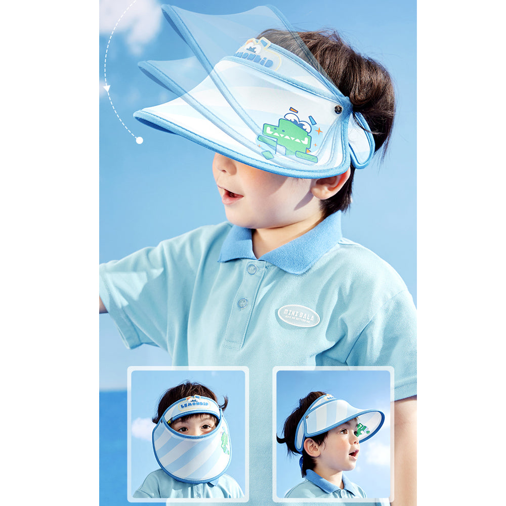 Little Surprise Box,Blue Dino theme soft Fabric Visor Hat for Kids& Toddlers