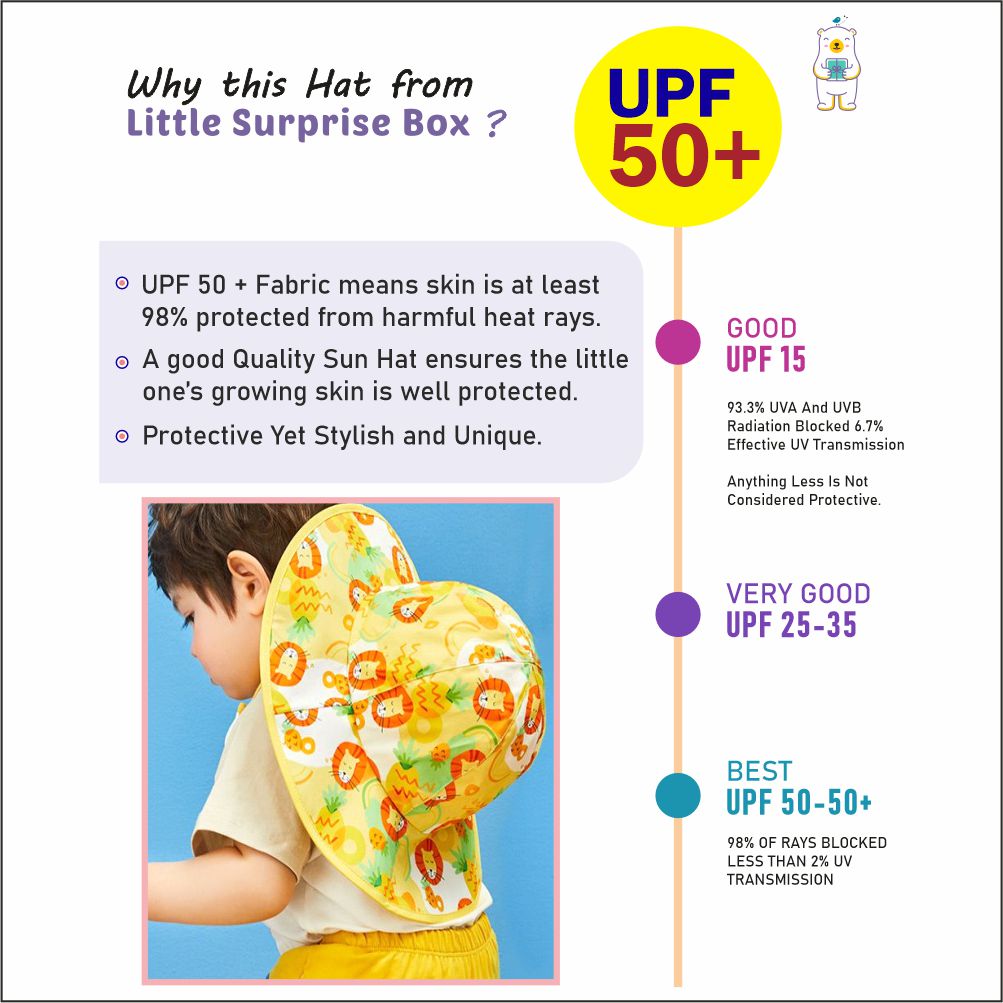 Little Surprise Box,Yellow Lion Wide Coverage Sun Hat for Kids& Toddlers with Adjustable Strap