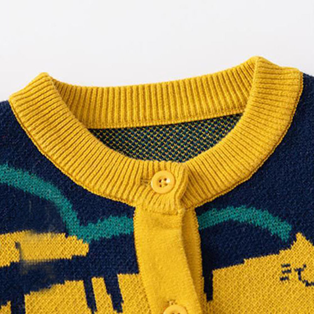 Little Surprise Box Blue & Orange In the Wild Theme Cardigan/Warmer/Sweater for Toddlers & Kids