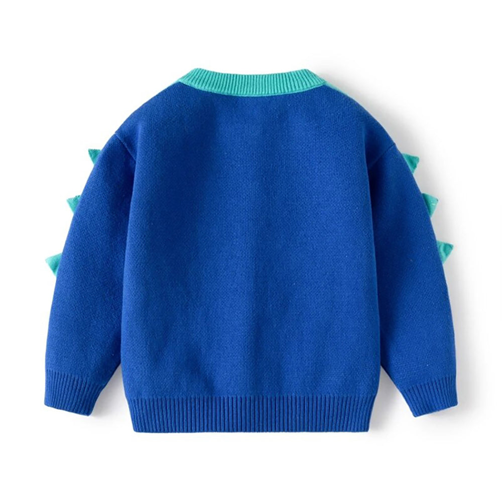 Little Surprise Box Turquoise Blue Dinosaur Cardigan/Warmer/Sweater for Toddlers & Kids