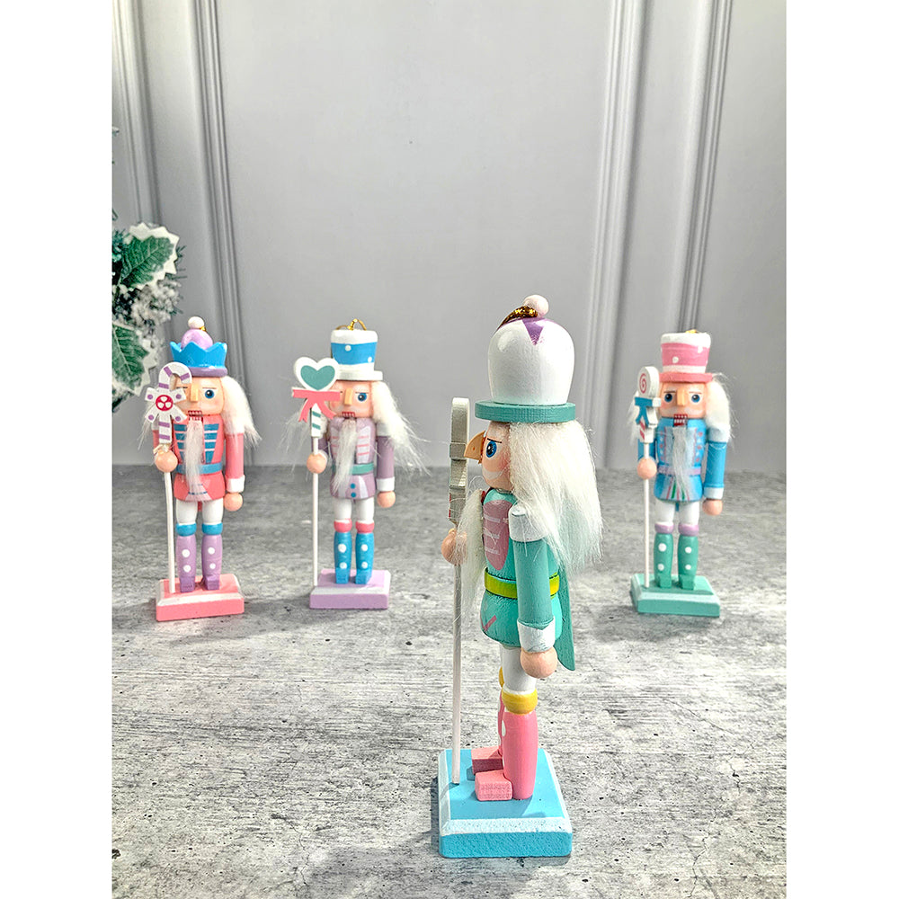 Little Surprise Box, Pastel Candy theme, set of 4 Wooden Nutcrackers , Christmas Tree Ornaments