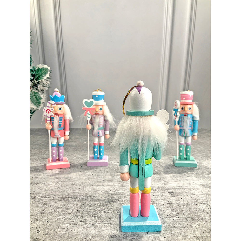 Little Surprise Box, Pastel Candy theme, set of 4 Wooden Nutcrackers , Christmas Tree Ornaments