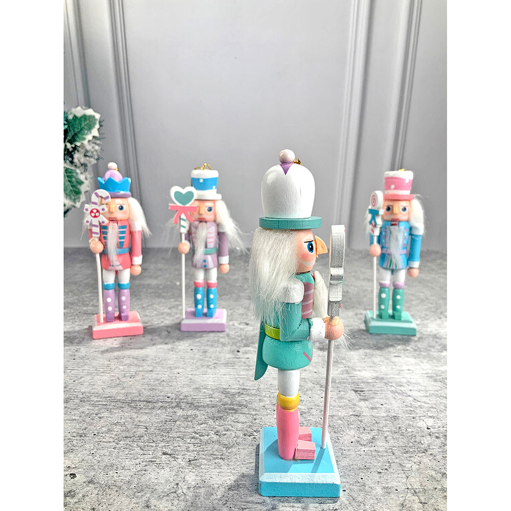 Little Surprise Box, Pastel Candy theme, set of 4 Wooden Nutcrackers , Christmas Tree Ornaments