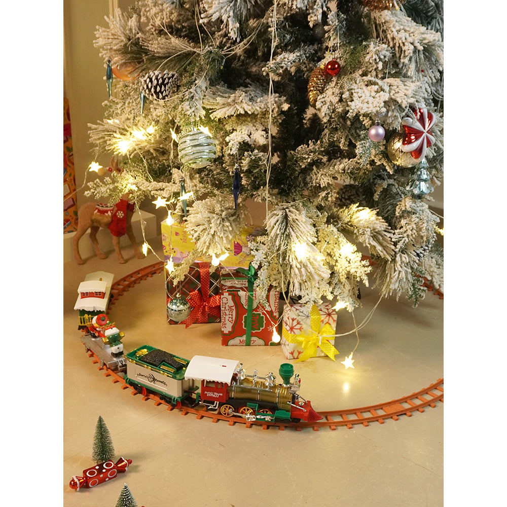 Little Surprise Box,52Pcs  Classic  Electric Train Track Set With Light And Sound For Christmas Tree Base Decor