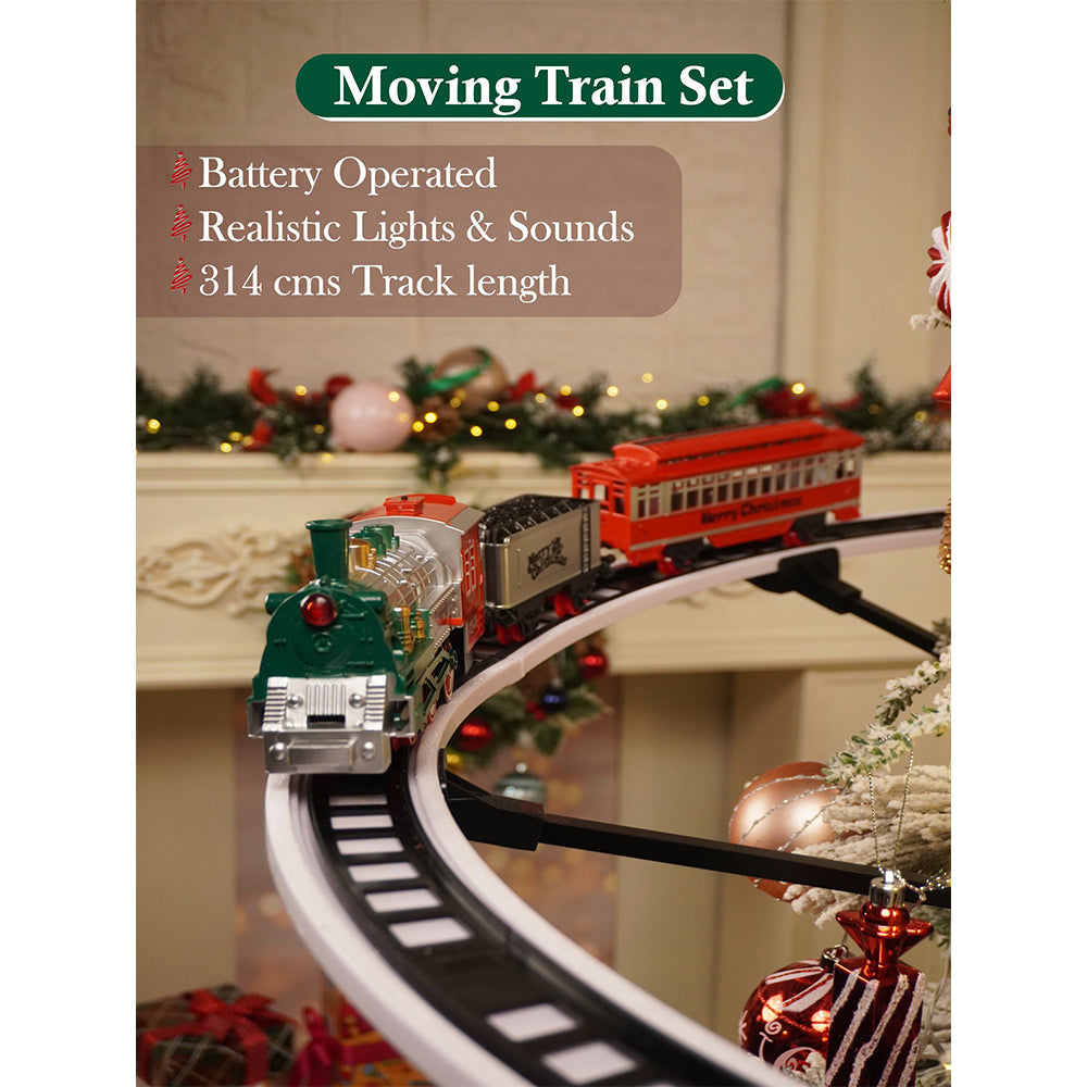 Little Surprise Box,52Pcs  Classic  Electric Train Track Set With Light And Sound For Christmas Tree Base Decor