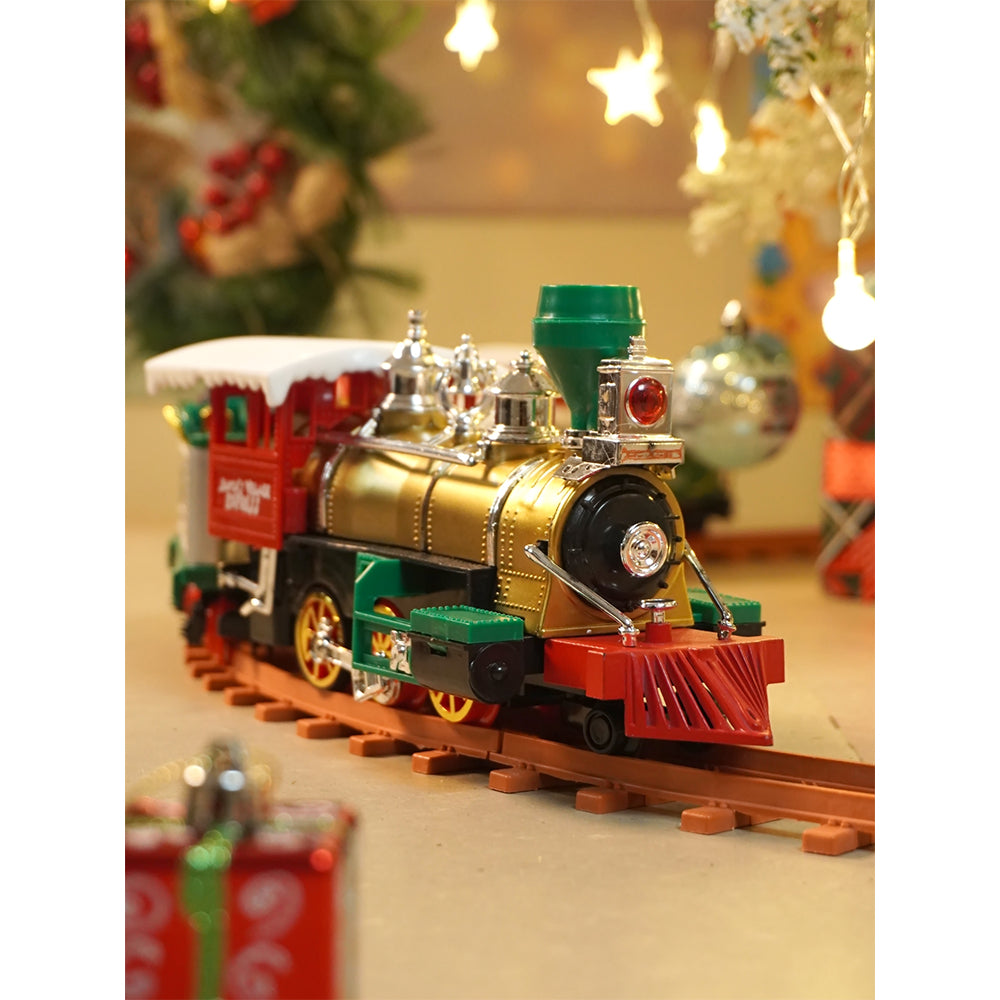 Little Surprise Box,52Pcs  Classic  Electric Train Track Set With Light And Sound For Christmas Tree Base Decor