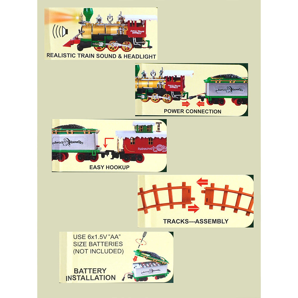 Little Surprise Box,52Pcs  Classic  Electric Train Track Set With Light And Sound For Christmas Tree Base Decor