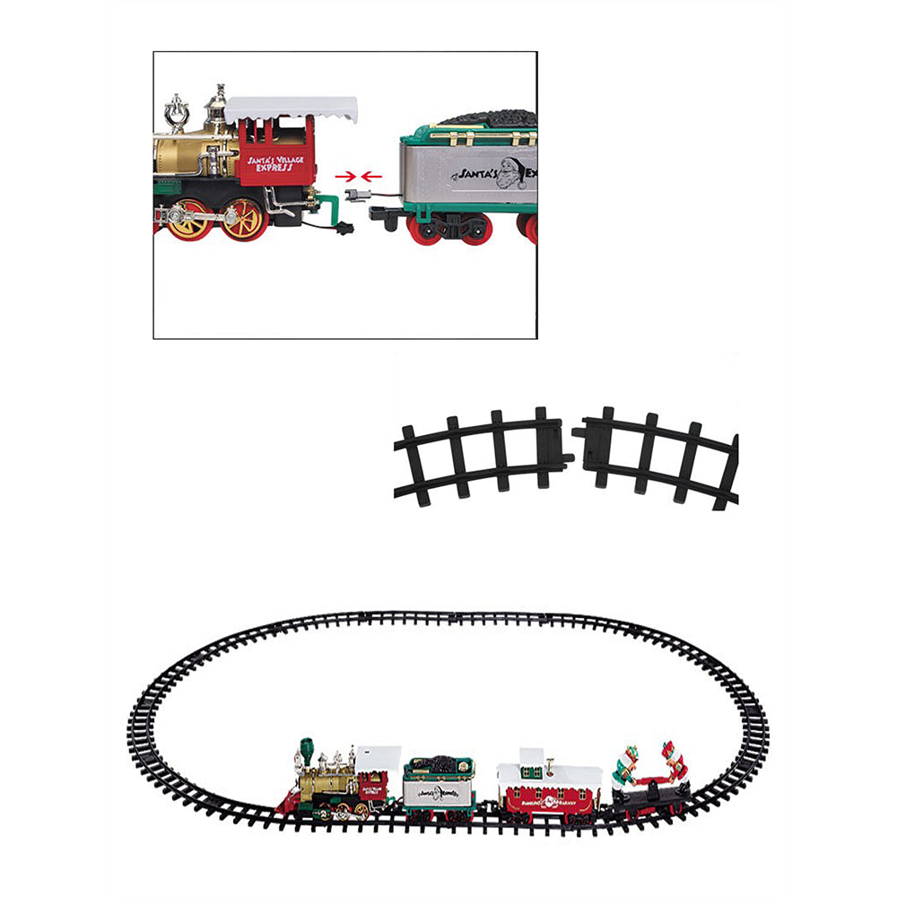 Little Surprise Box,52Pcs  Classic  Electric Train Track Set With Light And Sound For Christmas Tree Base Decor