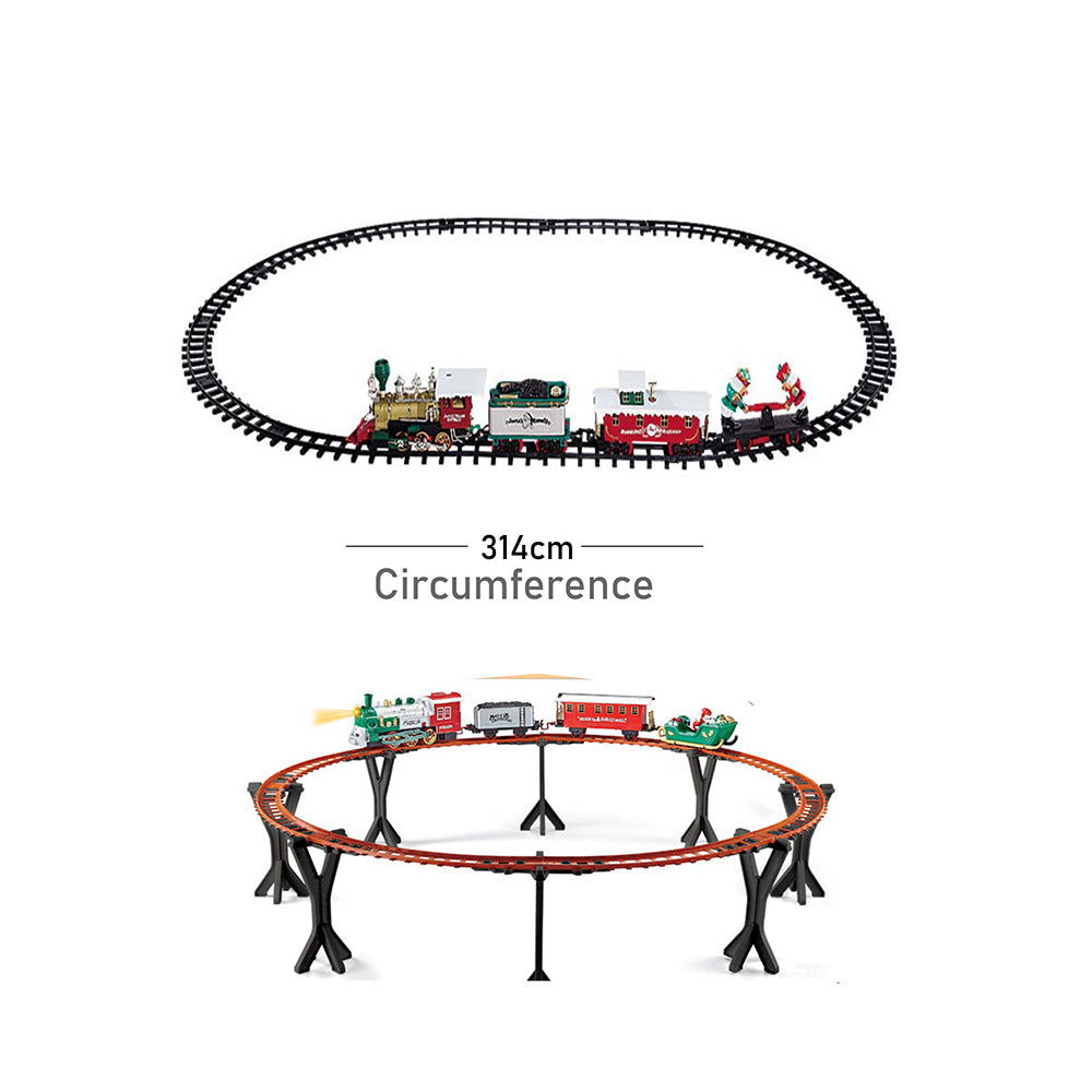 Little Surprise Box,52Pcs  Classic  Electric Train Track Set With Light And Sound For Christmas Tree Base Decor