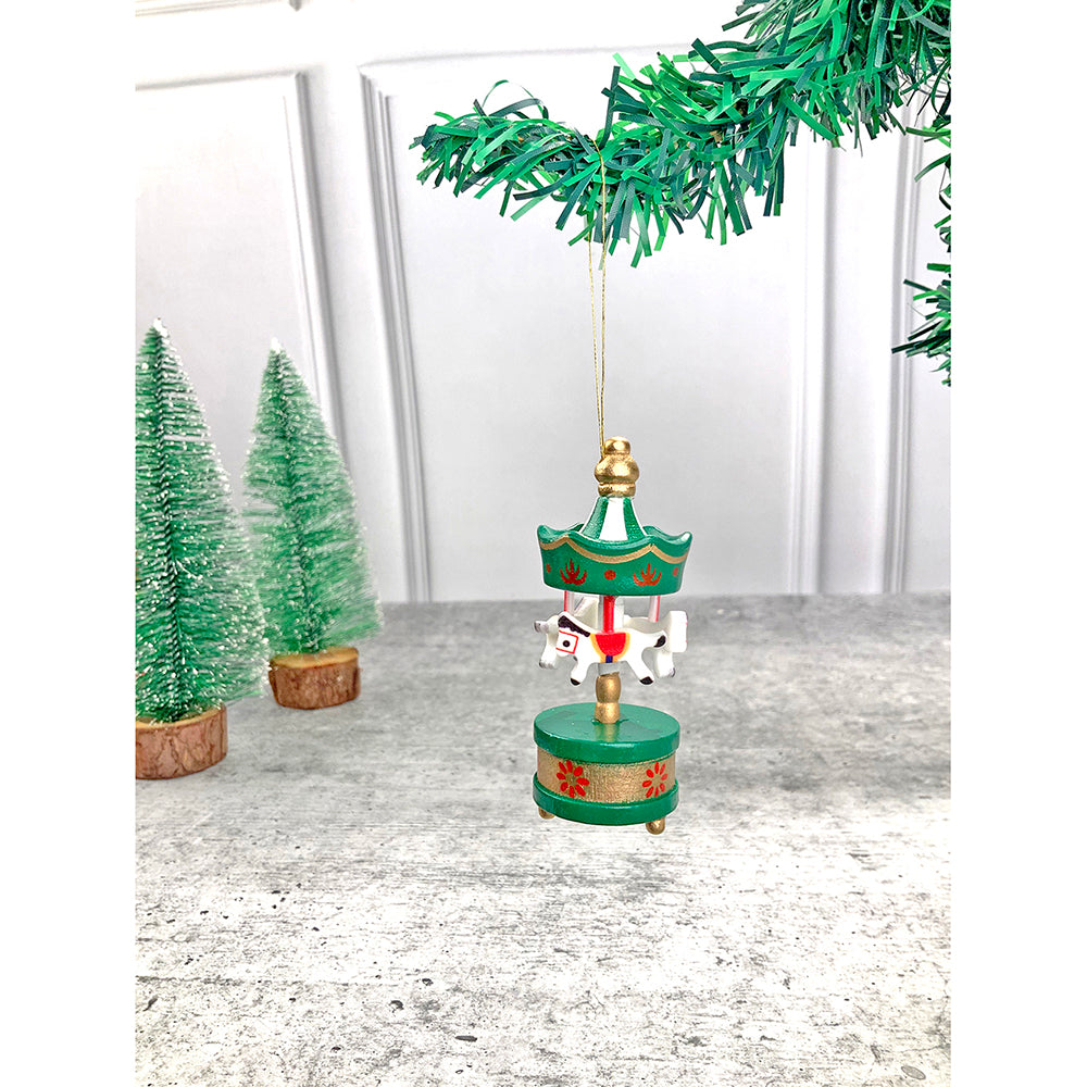 Little Surprise Box wooden Carousel set of 6, Christmas Tree Ornaments