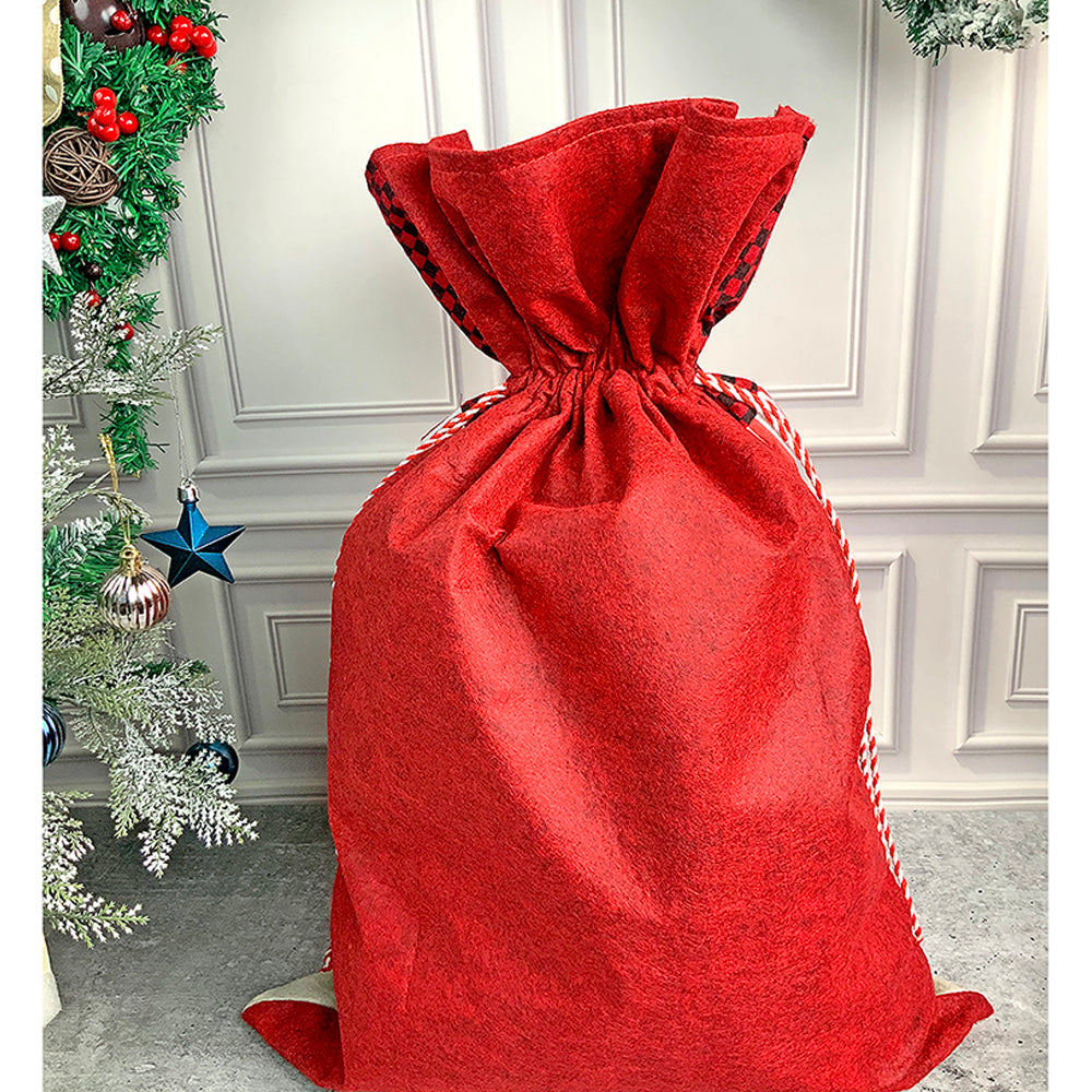 Little Surprise Box, Santa Red & Grey Checks Christmas Sack for Christmas Gifts and Home Décor