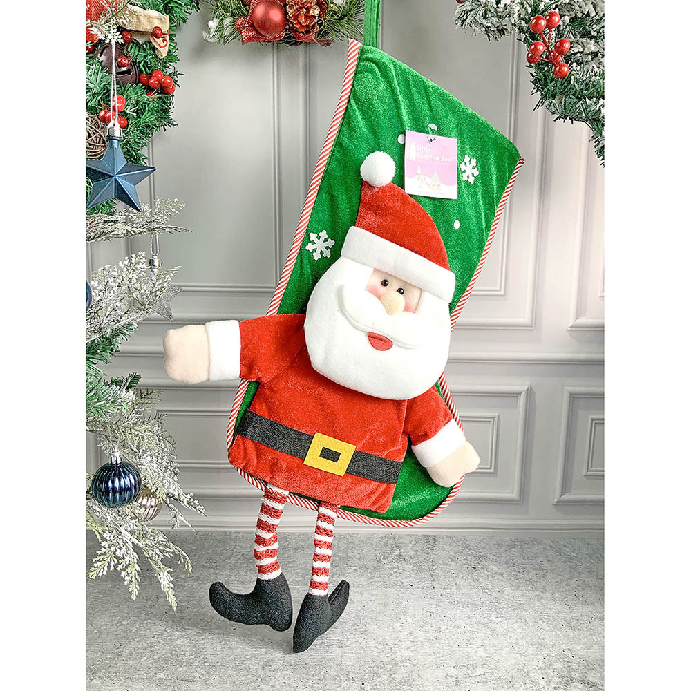 Little Surprise Box, Velvet Glitter Santa Christmas Stocking for Gifts and Christmas Décor, 16 inches