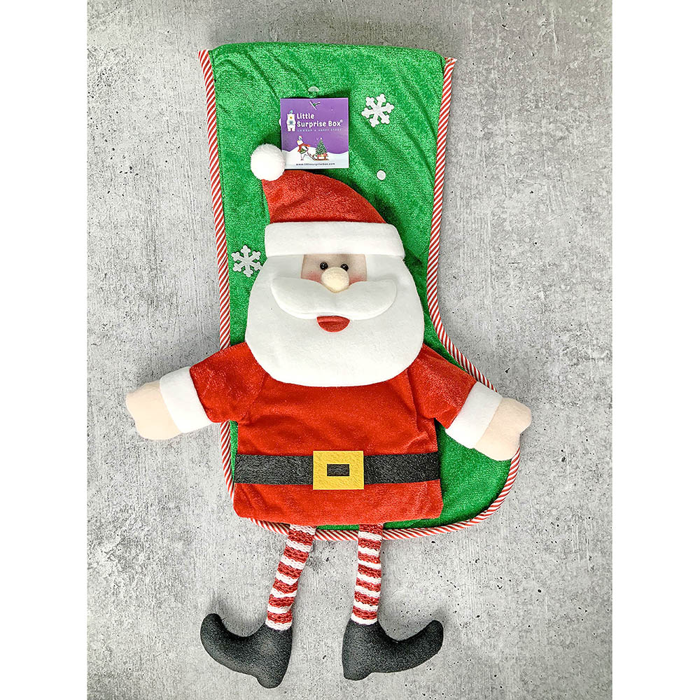 Little Surprise Box, Velvet Glitter Santa Christmas Stocking for Gifts and Christmas Décor, 16 inches