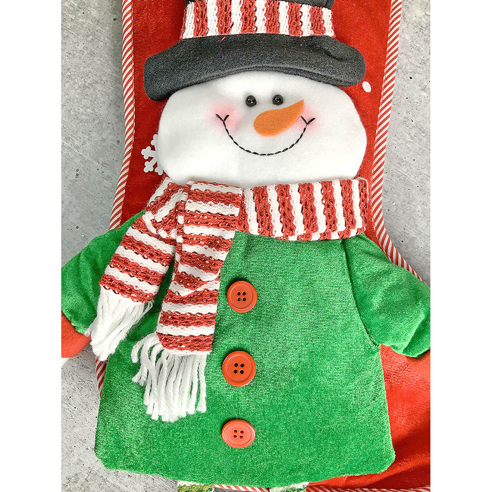 Little Surprise Box, Velvet Glitter Snowman Christmas Stocking for Gifts and Christmas Décor, 16 inches