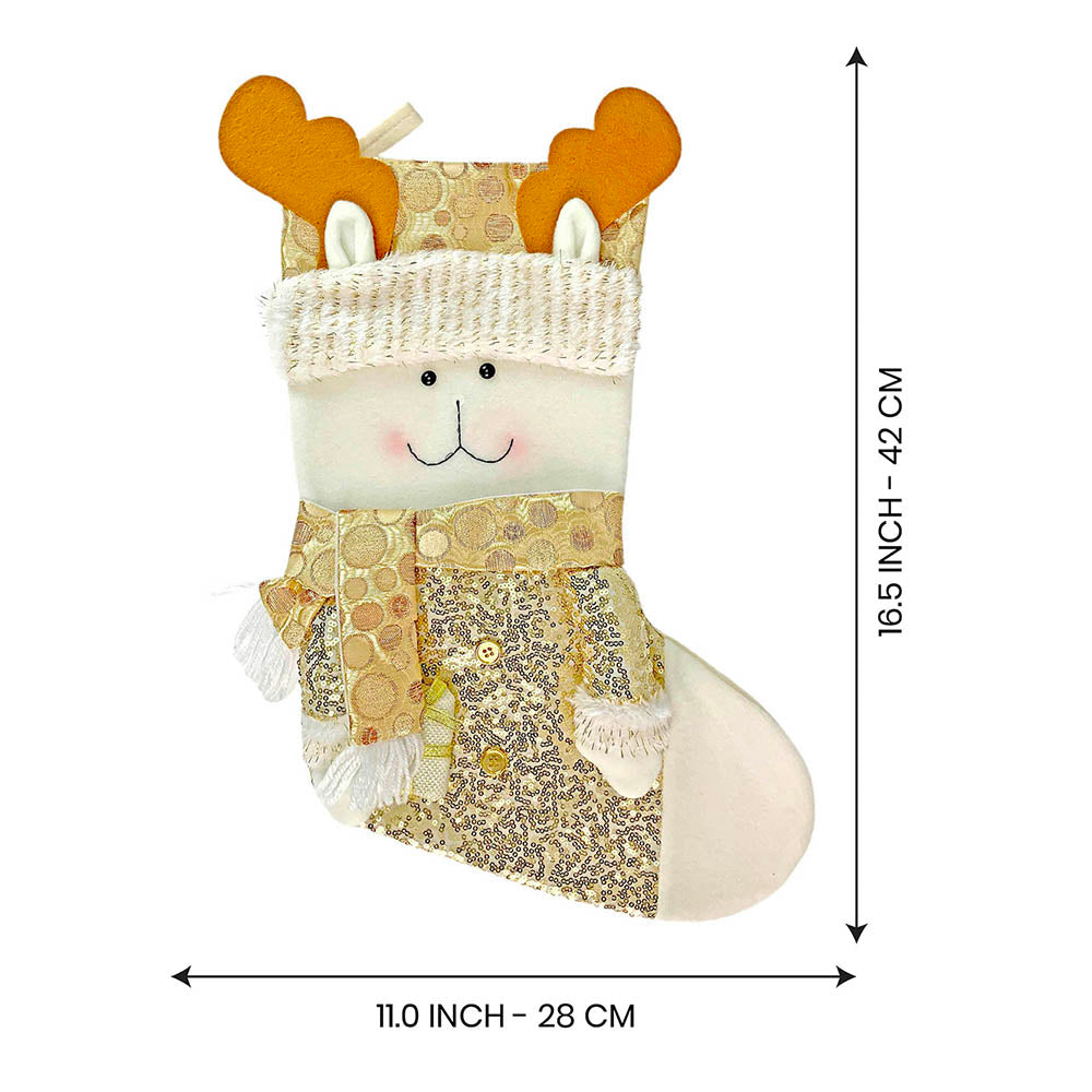 Little Surprise Box, Golden Deer Christmas Stocking for Gifts and Christmas Décor, 16 inches