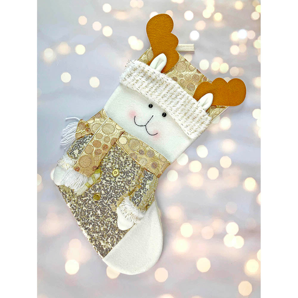 Little Surprise Box, Golden Deer Christmas Stocking for Gifts and Christmas Décor, 16 inches