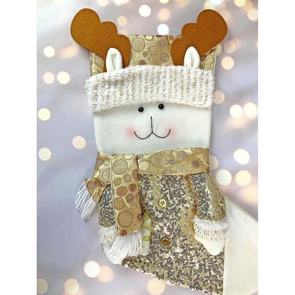 Little Surprise Box, Golden Deer Christmas Stocking for Gifts and Christmas Décor, 16 inches