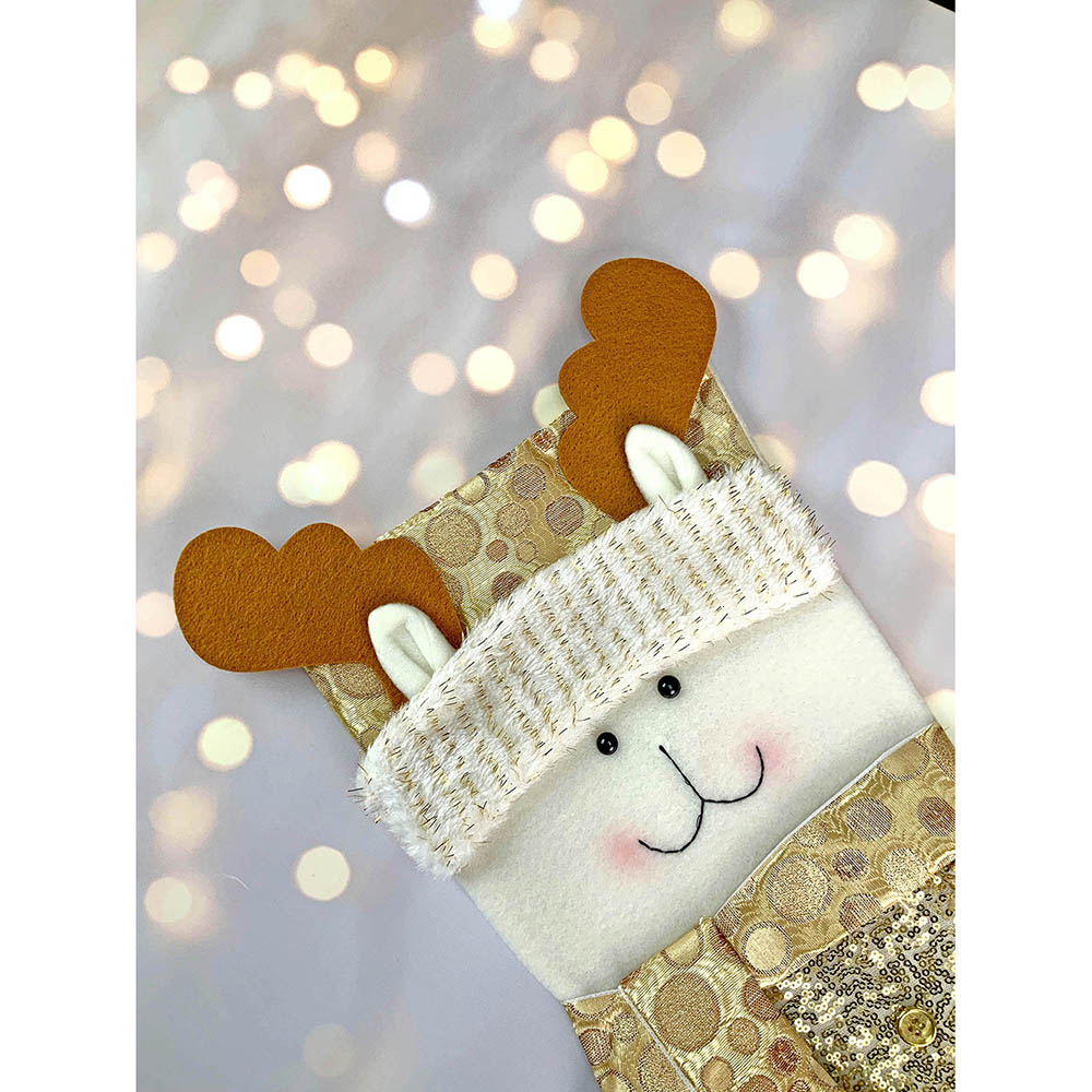 Little Surprise Box, Golden Deer Christmas Stocking for Gifts and Christmas Décor, 16 inches