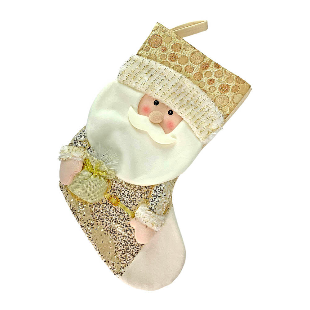 Little Surprise Box, Golden Santa Christmas Stocking for Gifts and Christmas Décor, 16 inches