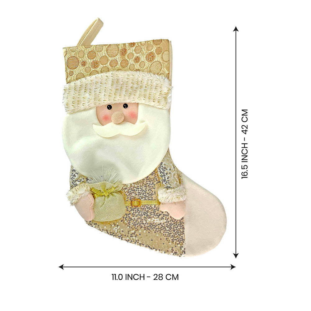 Little Surprise Box, Golden Santa Christmas Stocking for Gifts and Christmas Décor, 16 inches