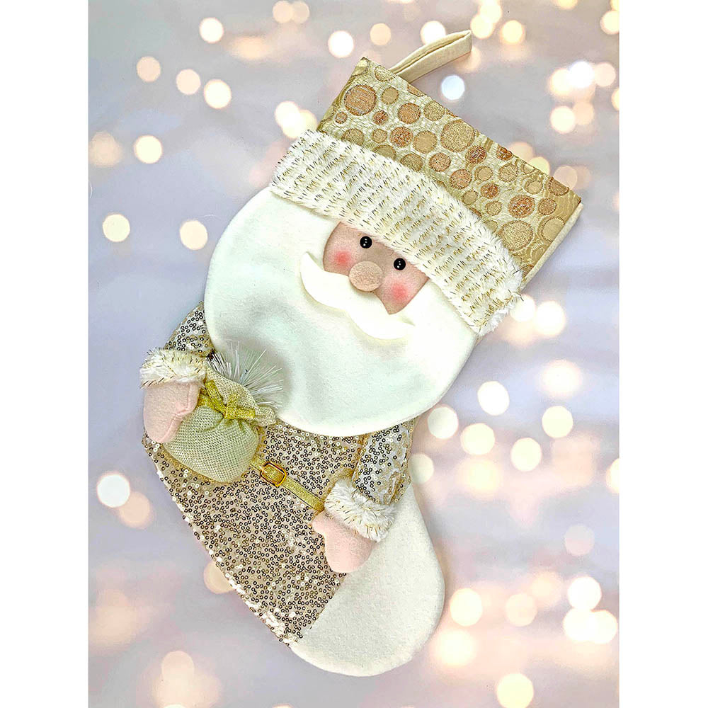 Little Surprise Box, Golden Santa Christmas Stocking for Gifts and Christmas Décor, 16 inches