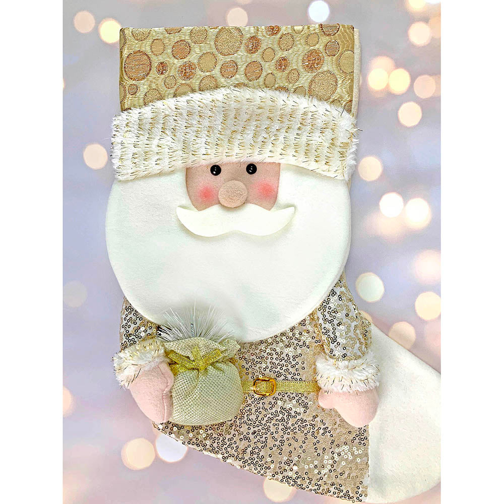 Little Surprise Box, Golden Santa Christmas Stocking for Gifts and Christmas Décor, 16 inches