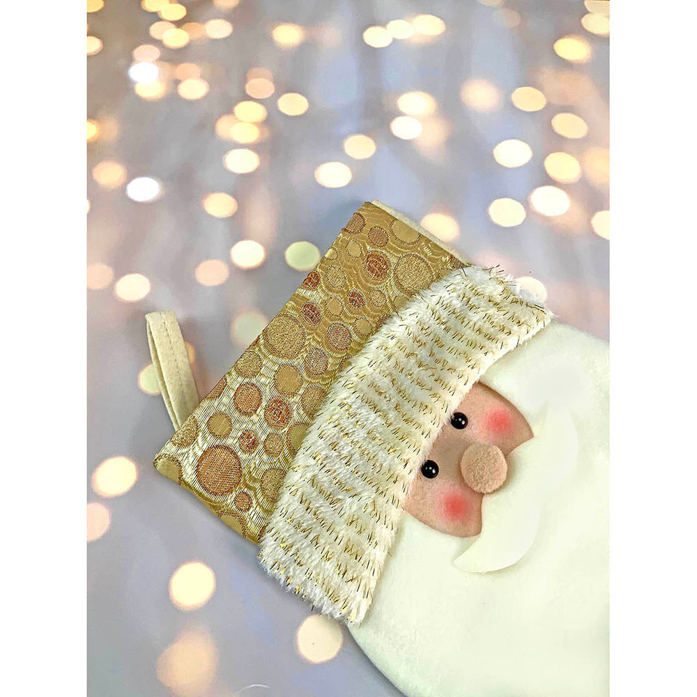 Little Surprise Box, Golden Santa Christmas Stocking for Gifts and Christmas Décor, 16 inches