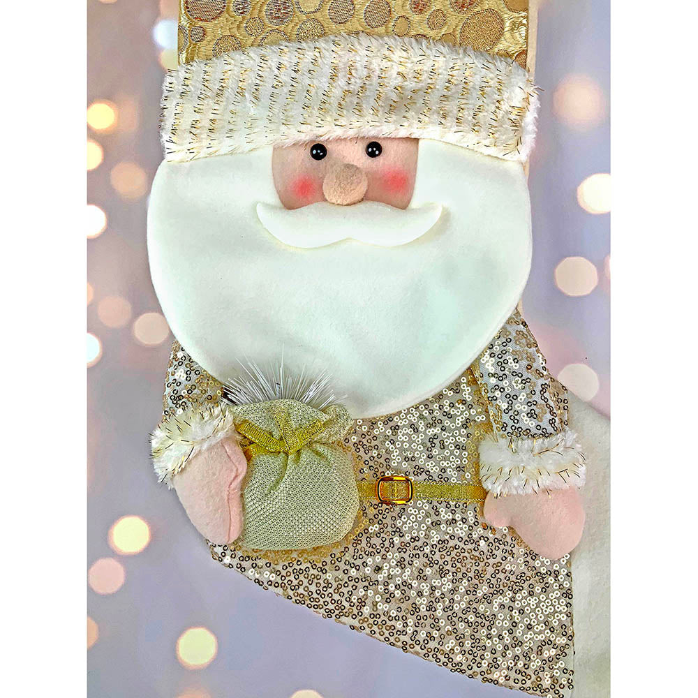 Little Surprise Box, Golden Santa Christmas Stocking for Gifts and Christmas Décor, 16 inches