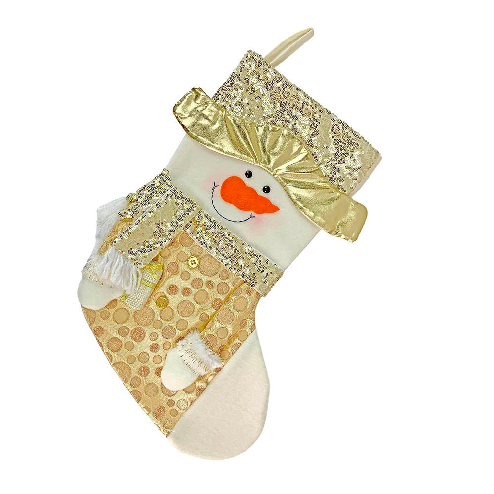 Little Surprise Box, Golden Snowman Christmas Stocking for Gifts and Christmas Décor, 16 inches