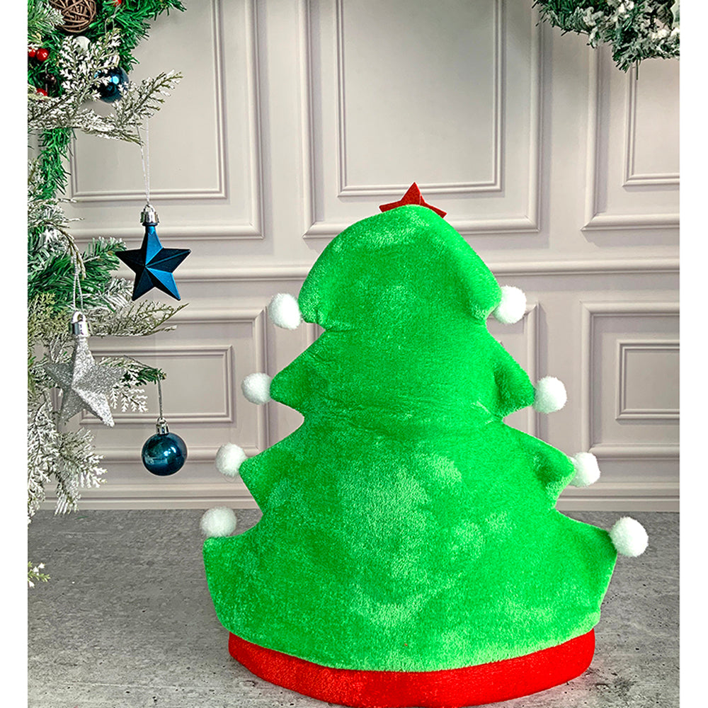 Little Surprise Box ,3d Green Pompom Christmas Tree shaped Velvet Plush Christmas Party Hat