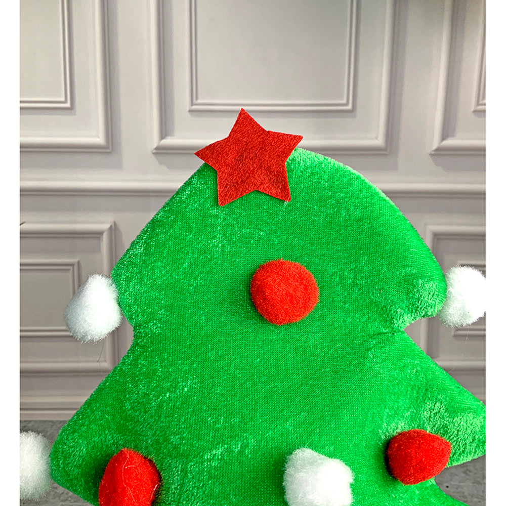 Little Surprise Box ,3d Green Pompom Christmas Tree shaped Velvet Plush Christmas Party Hat