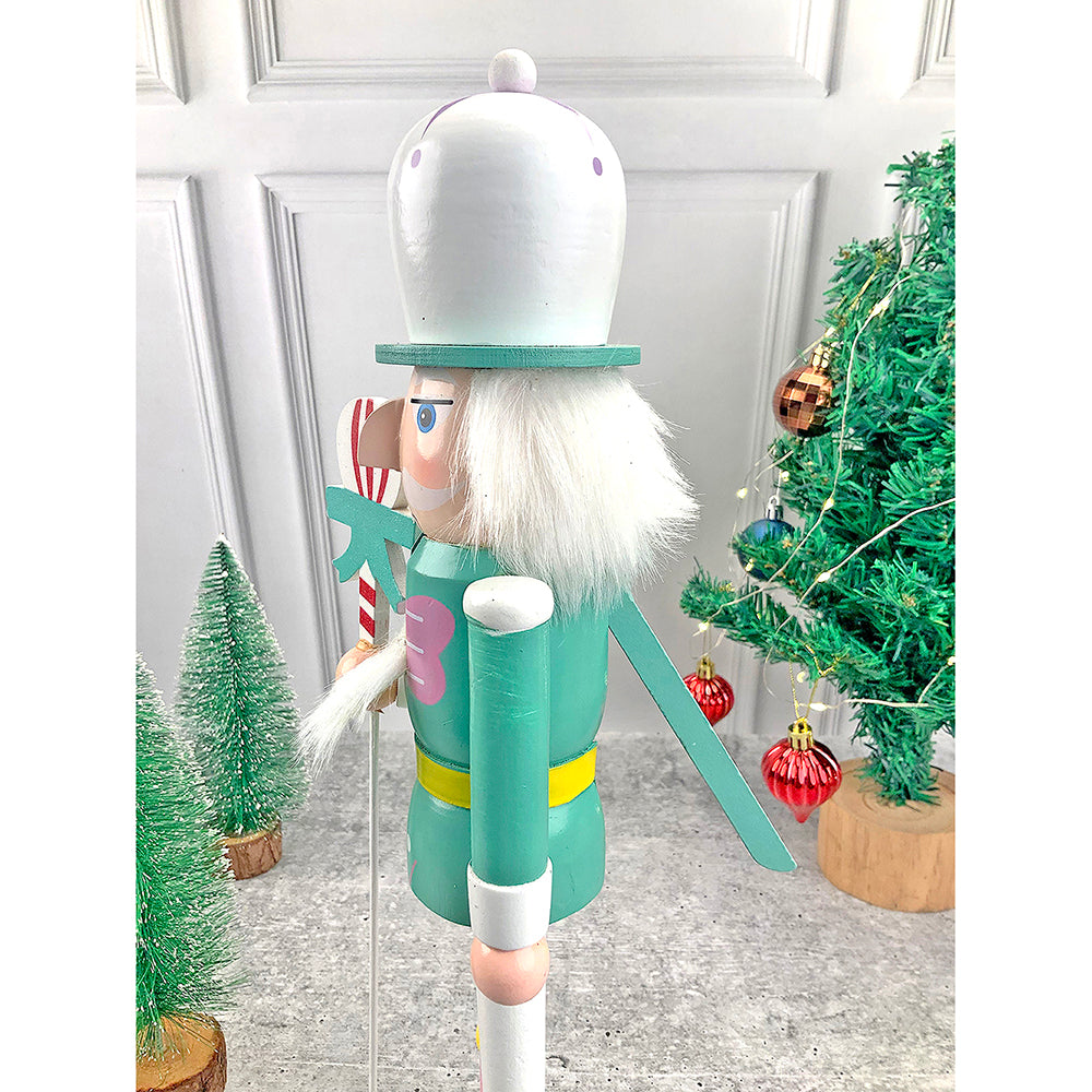 Little Surprise Box, 15 inches wooden Pastel Green Baloon Nutcracker self standing Christmas Table Decor