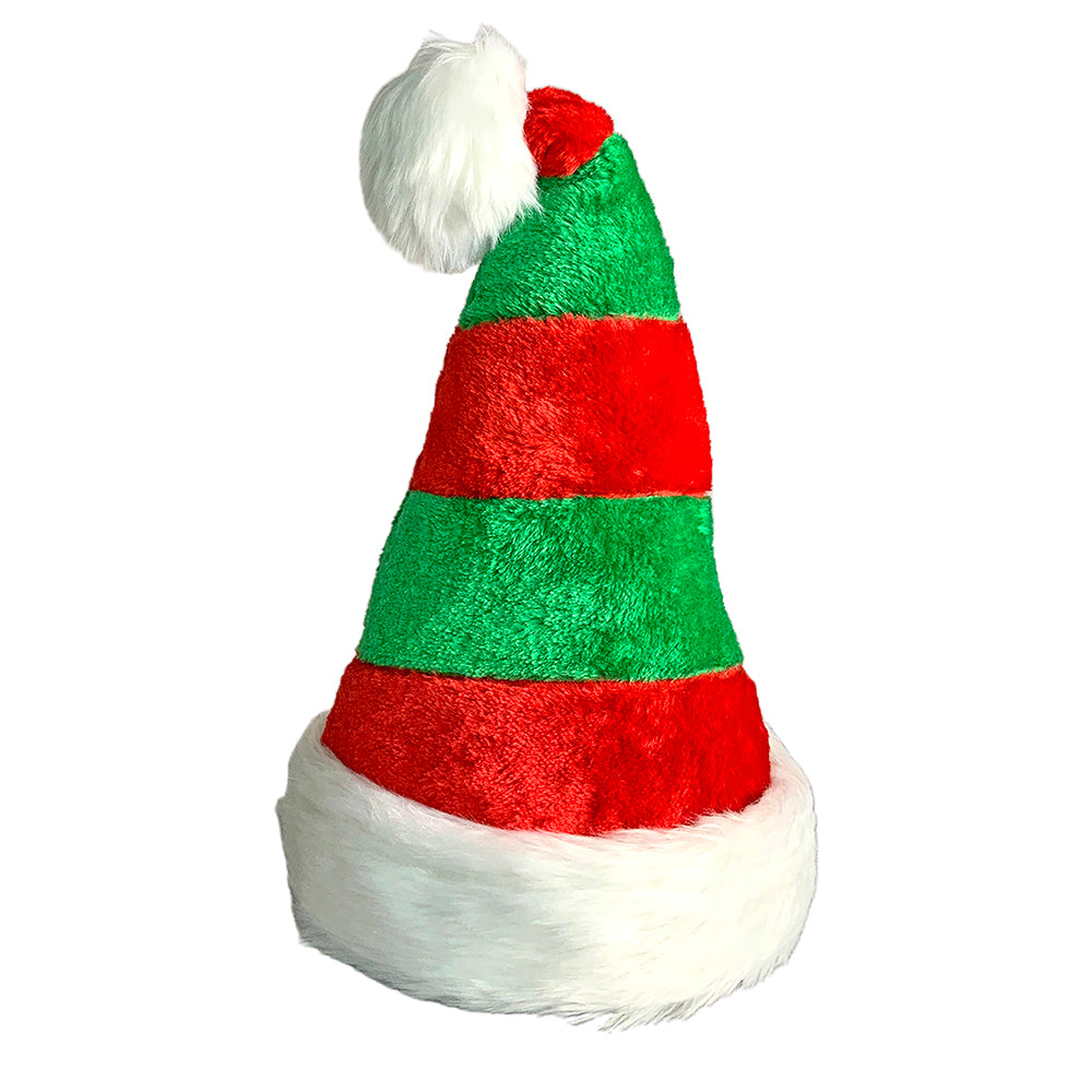 Little Surprise Box Green & Red Stripes Furry Velvet Christmas Party Hat