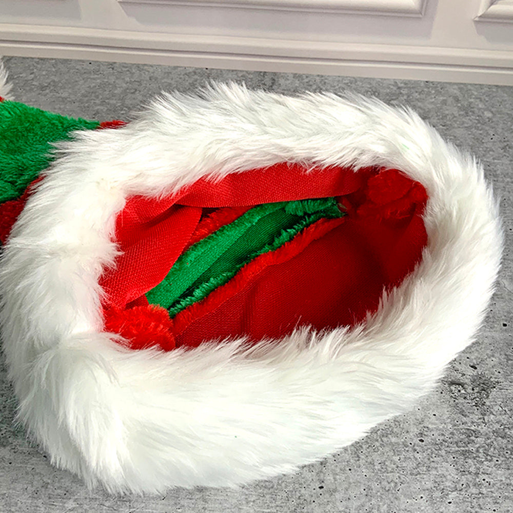 Little Surprise Box Green & Red Stripes Furry Velvet Christmas Party Hat