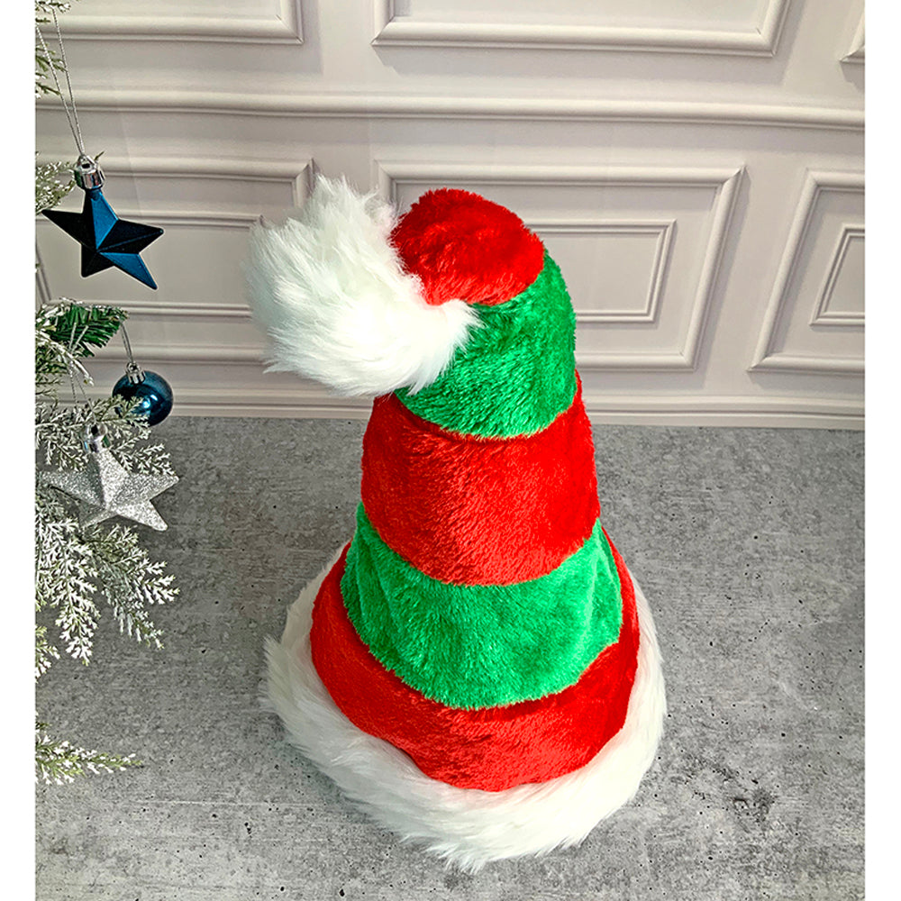 Little Surprise Box Green & Red Stripes Furry Velvet Christmas Party Hat