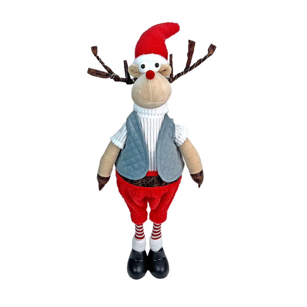 Little Surprise Box LED Light Horns 27 inches Foldable Standing Grey Coat Rudolf Reindeer Christmas Plush Table Décor