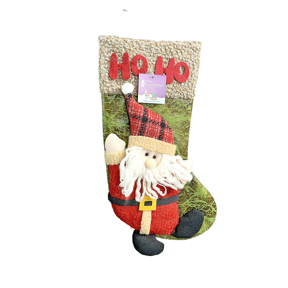 Little Surprise Box, hoho Lettering Santa Christmas Stocking for Gifts and Christmas Décor, 18 inches