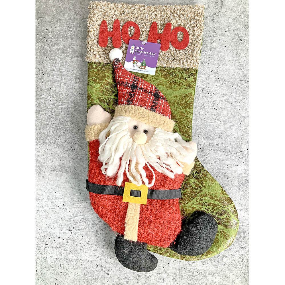 Little Surprise Box, hoho Lettering Santa Christmas Stocking for Gifts and Christmas Décor, 18 inches