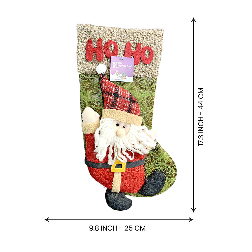 Little Surprise Box, hoho Lettering Santa Christmas Stocking for Gifts and Christmas Décor, 18 inches